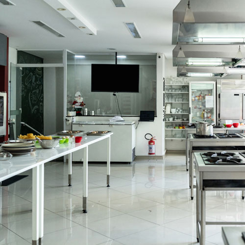 A commercial restaurant kitchen